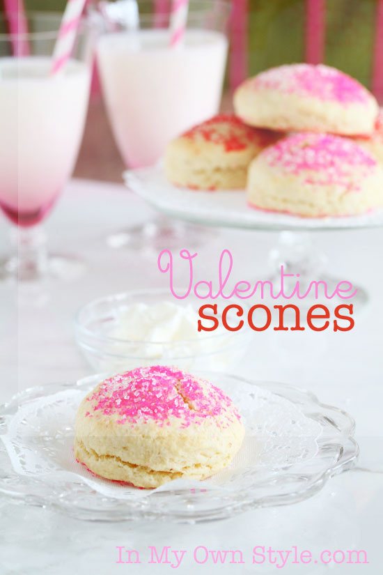 Valentine Scone Recipe with Pink and Red Sprinkles