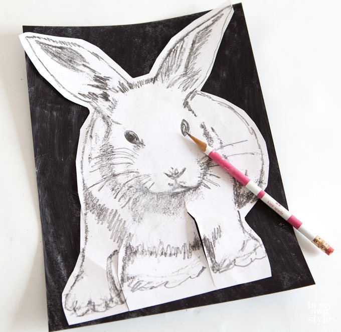rabbit sketch for transferring to a chalkboard