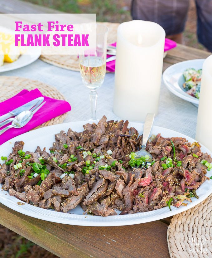 Non Traditional Thanksgiving Recipes that include fast fire flank steak .being served