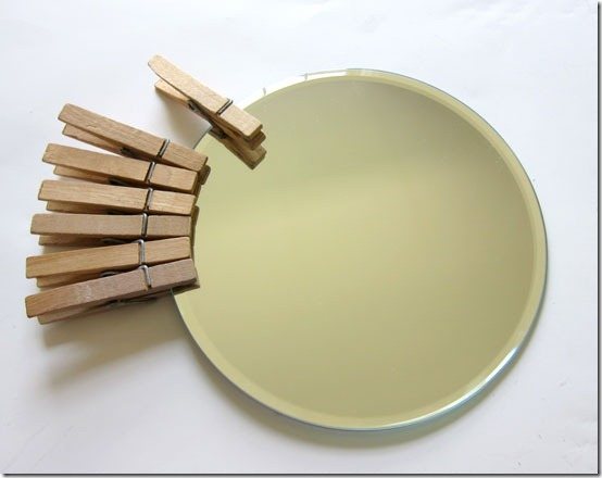 How-to-attach-clothespins-to a round mirror