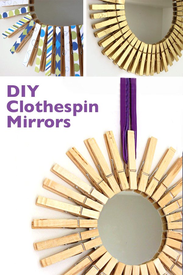 3 variations on a DIY sunburst clothespin mirror