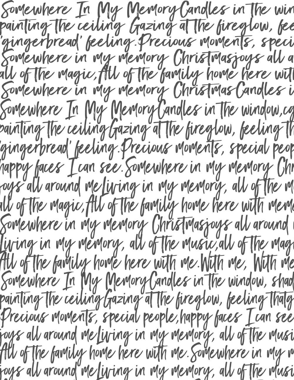 Somewhere in my memory lyrics from Home Alone. Free printable.