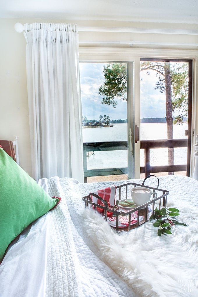 Holiday ready guest room with lake view