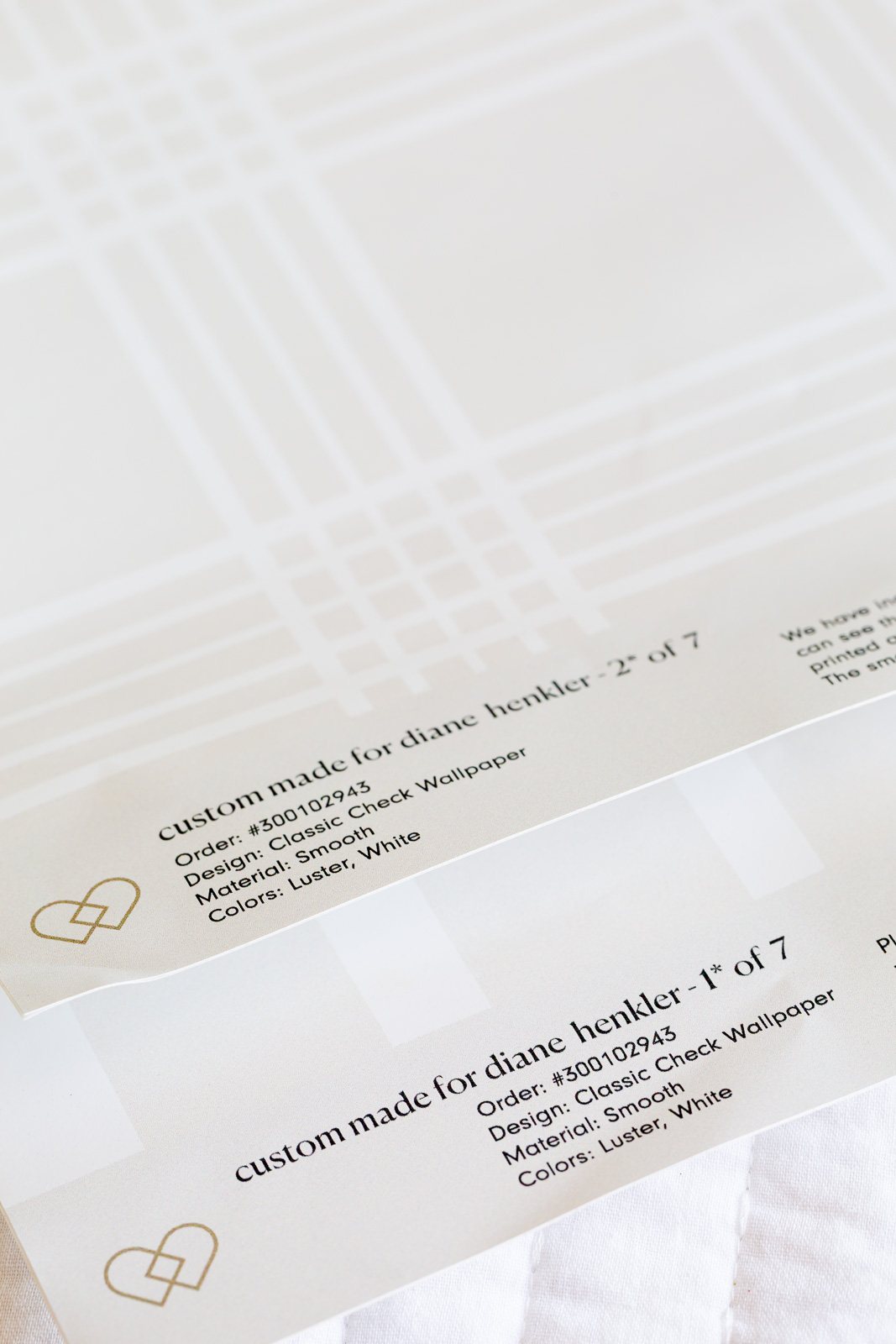 close up of customized wallpapers from Love & Design