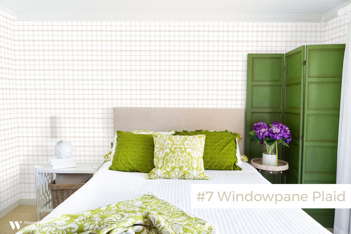 #7-Windowpane-plaid wallpaper sample on wall