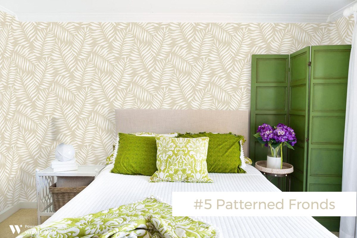 #5 Patterned Fronds wallpaper sample on wall