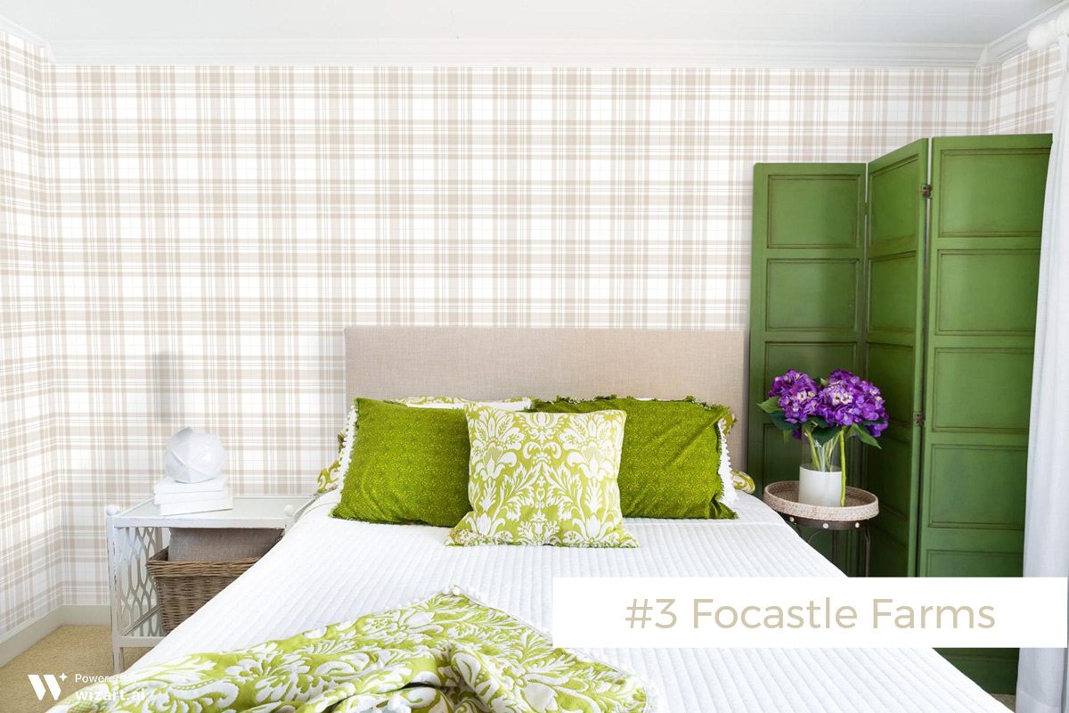 #3 Focastle Farms wallpaper sample on wall