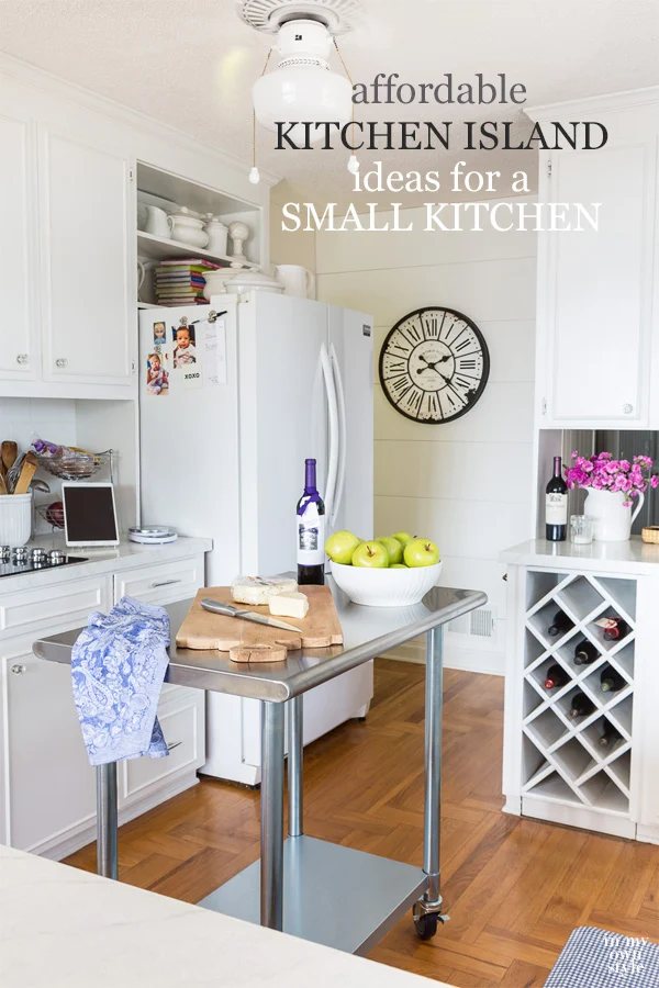 Metal rolling table made into and island for a small kitchen