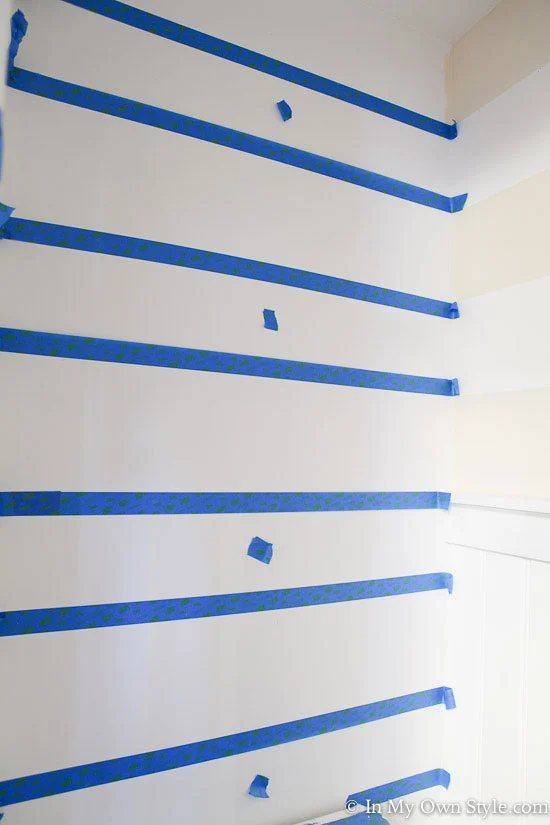 how to place painter's tape on wall when painting horizontal stripes on wall.