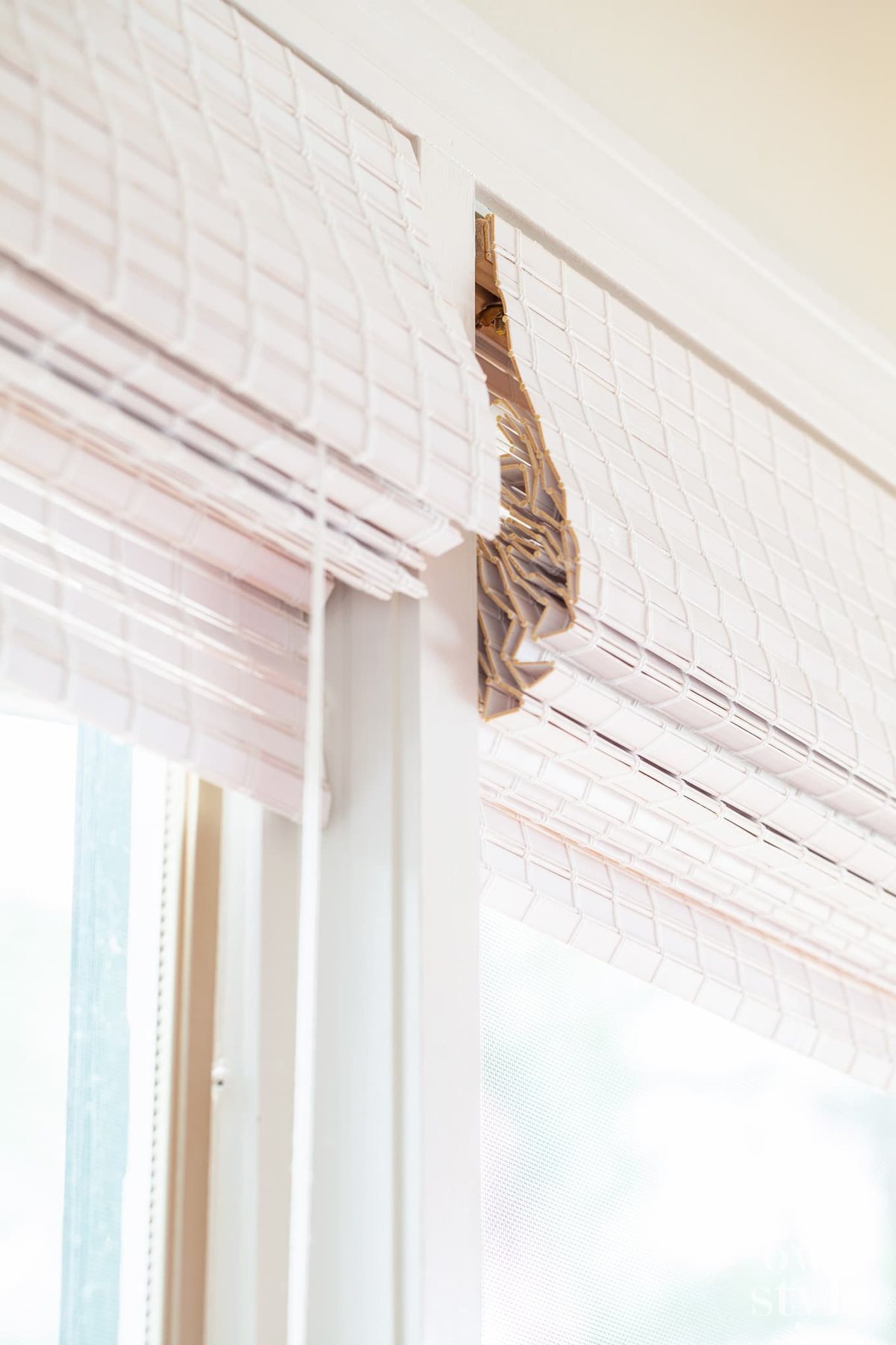 White bamboo window shades