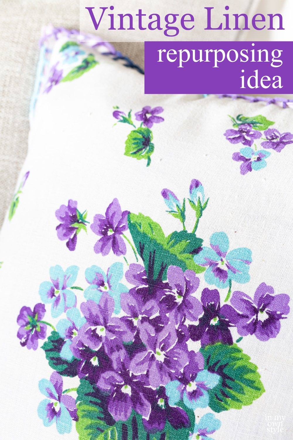 Vintage linen repurposing idea using old cloth napkins
