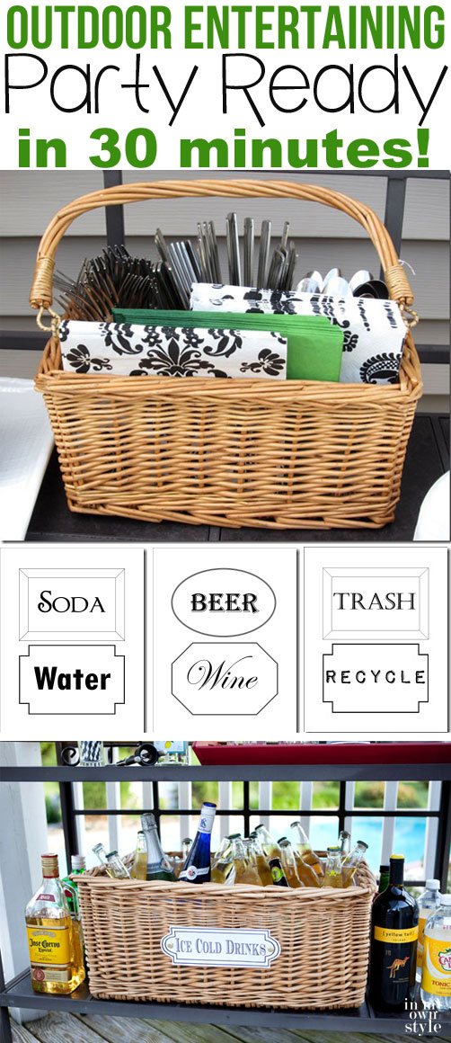Planned or last minute...use these ideas and printable checklist to have a party set up in your home in 30 minutes! From food to music, it is all covered.