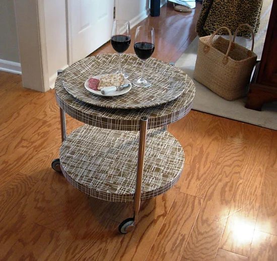 how you can use a finished decoupaged table with serving tray