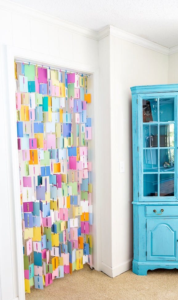 Paint chip crafts and decorative ideas - make a door screen using paint chips