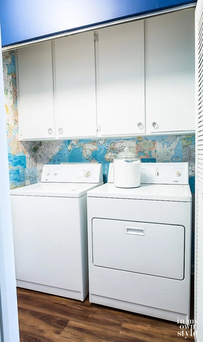 Beyond Paint on laundry room cabinets