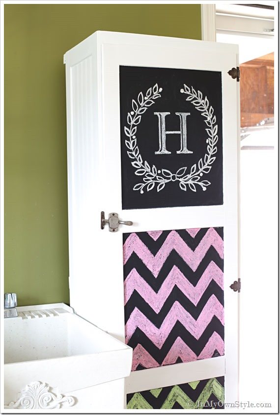 Furniture-Before-and-After-using-Beadboard-Wallpaper-and-chalkboard-paint
