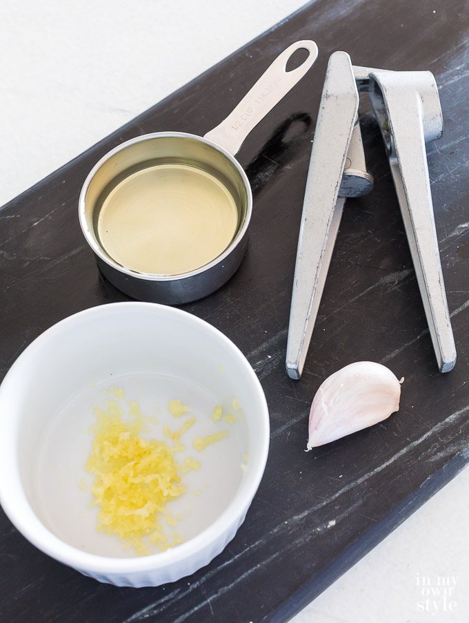 Caesar Salad Recipe ingredients on cutting board