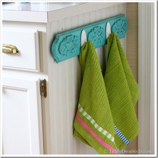 Chalk Painted Kitchen Dishtowel Rack