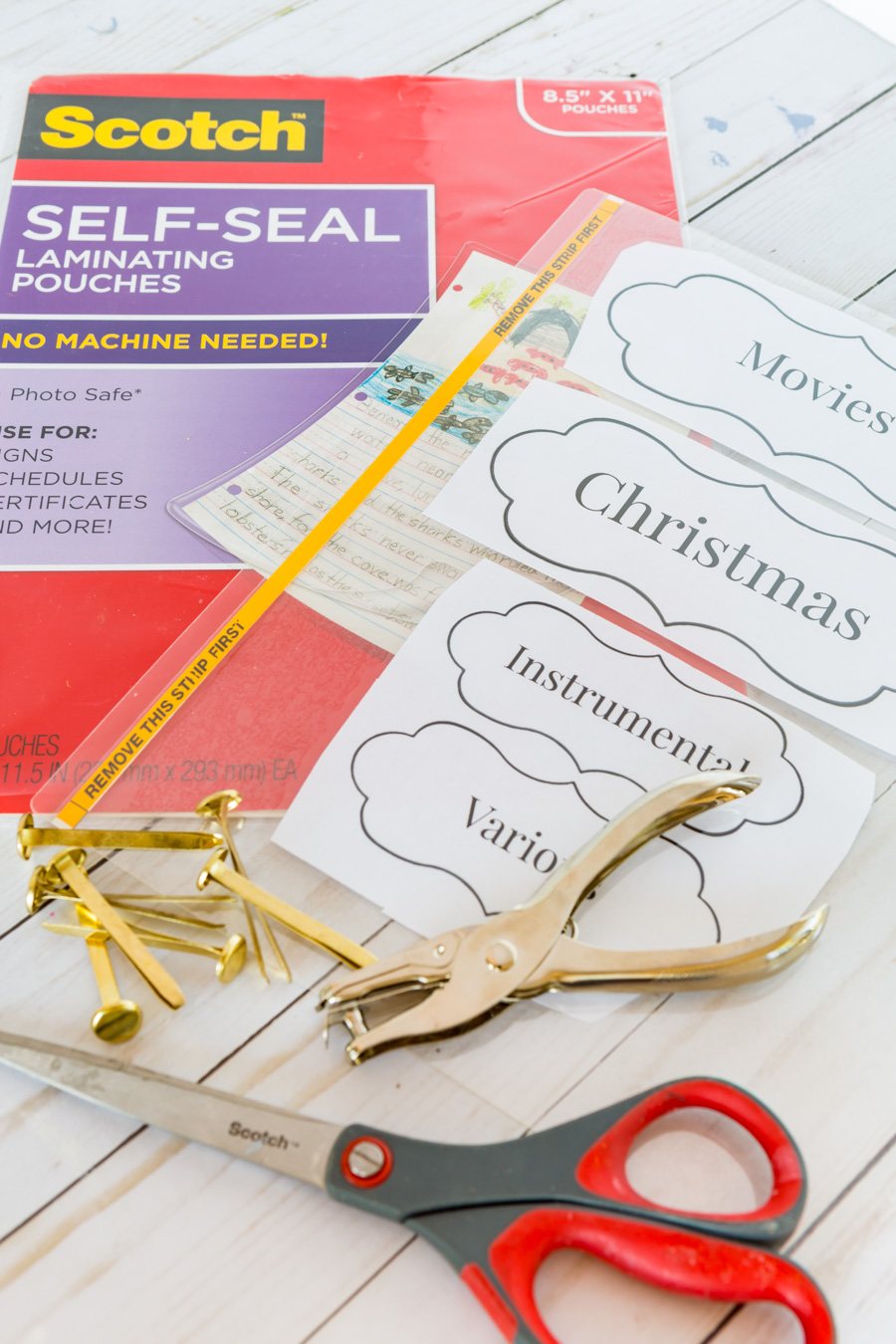 Supplies needed to make your own labels using Oducu blog's many free printable labels.