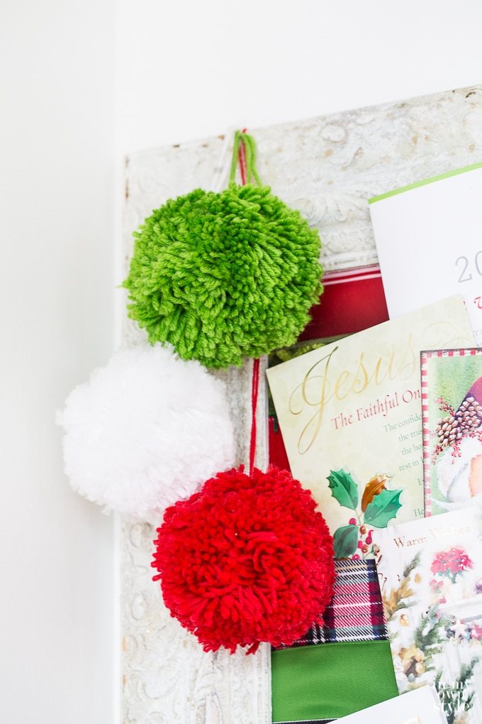 How to make a Christmas card holder using ribbon. Display holidays cards in decorative style.