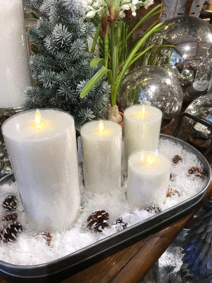 Christmas decorating ideas using fake snow flakes from the craft store.