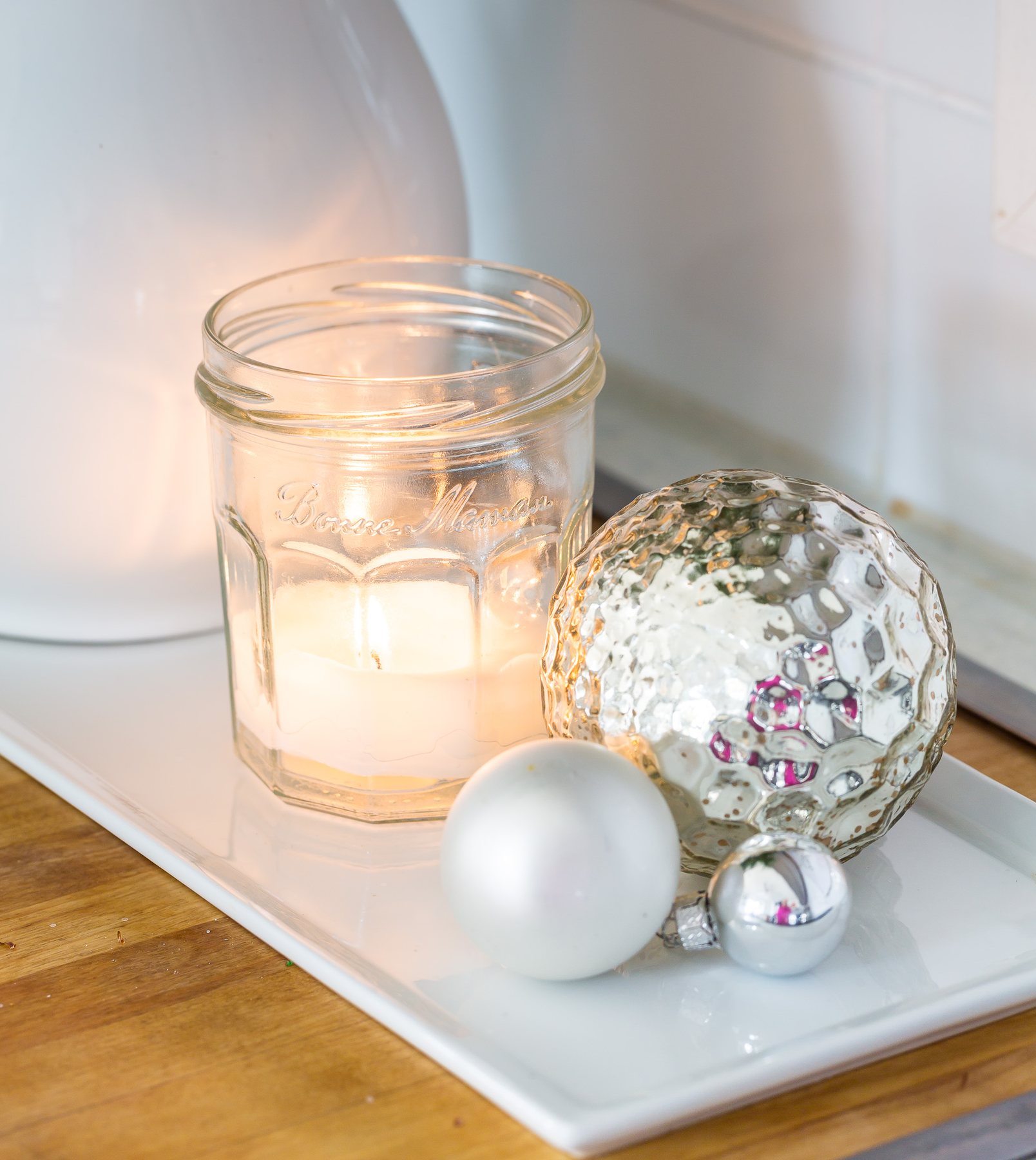 Easy to create Christmas decor for a table or counter.