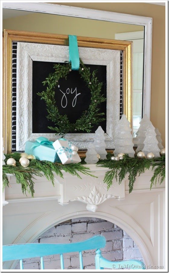 Christmas decorated chalkboard