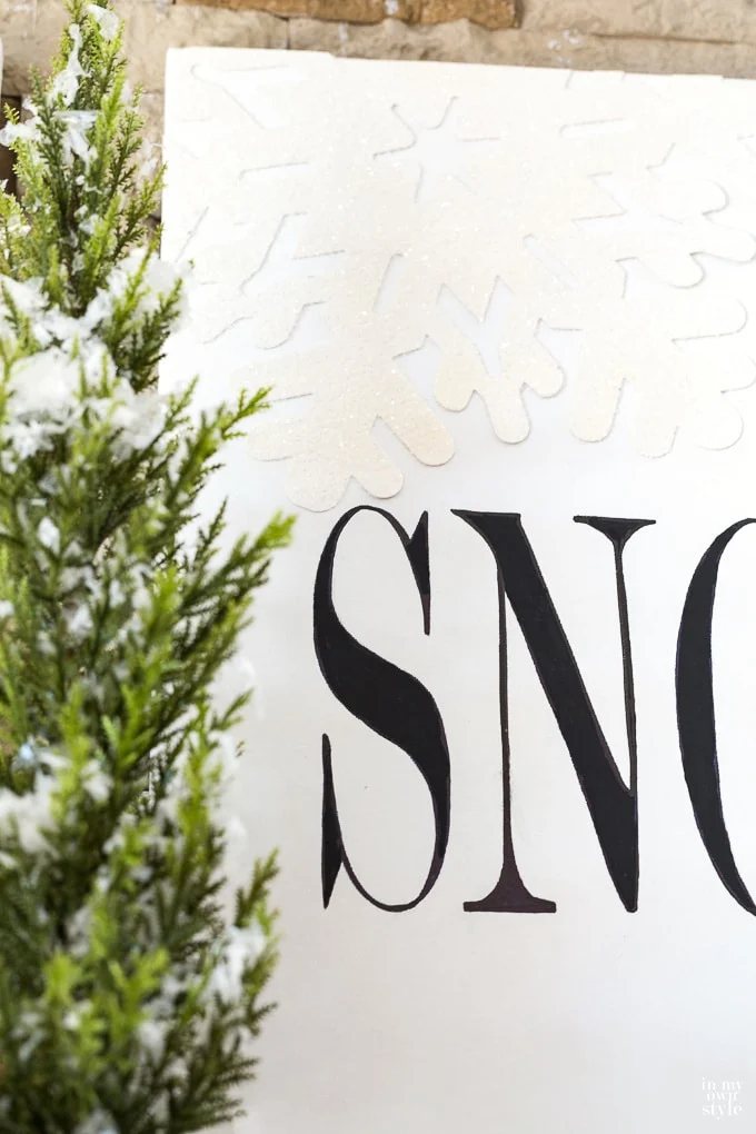 Christmas mantel signs let It snow