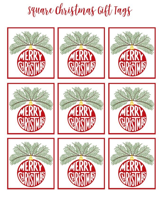 Free printable Christmas gift tags square