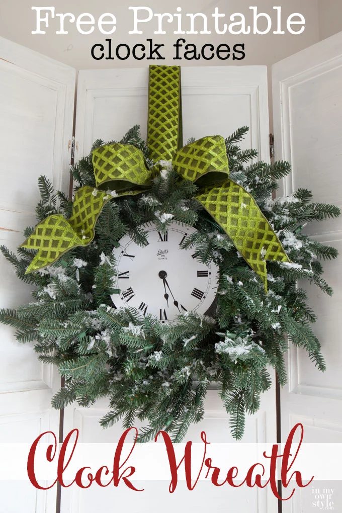 Christmas-Wreath-Decorating-idea-that-uses-a-free-printable-clock