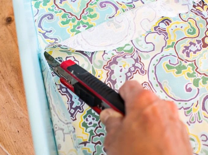 Furniture makeover idea suing fabric and paint