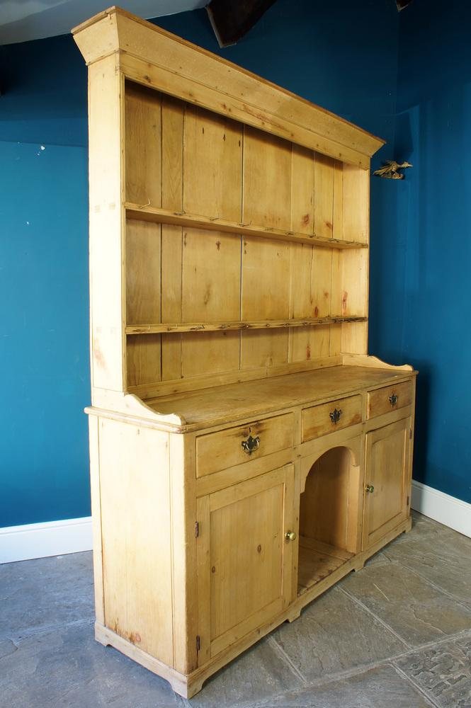 Side view of antique pine hutch from Chairish