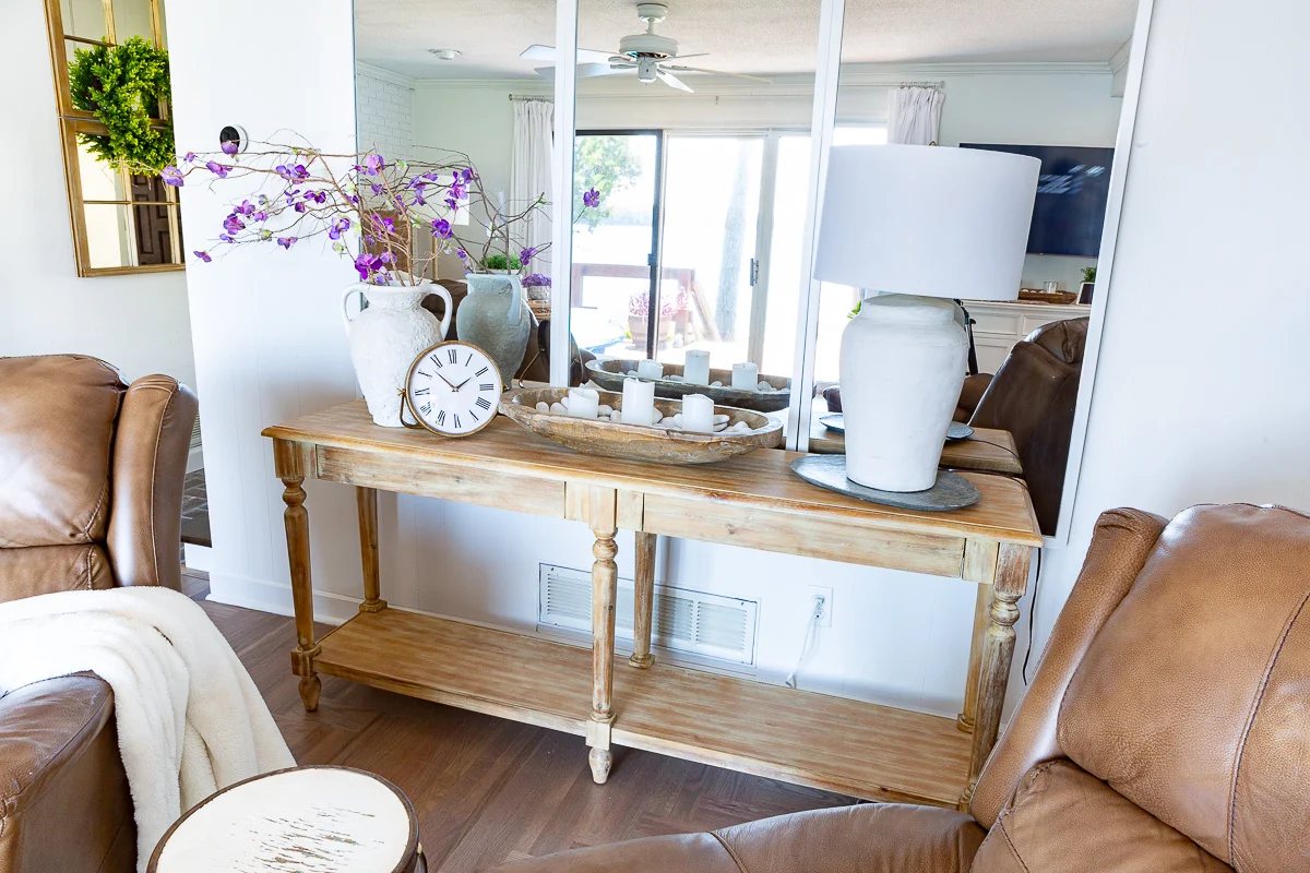 console table with empty bottom shelf