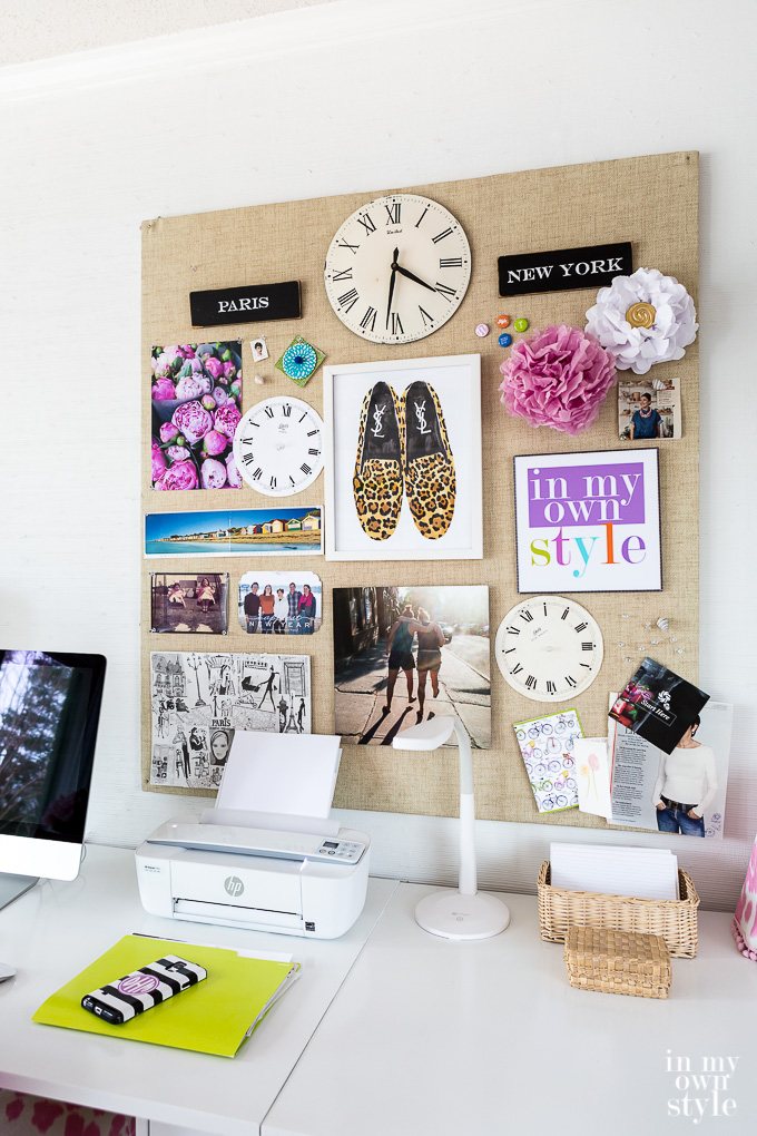 pink and white home office