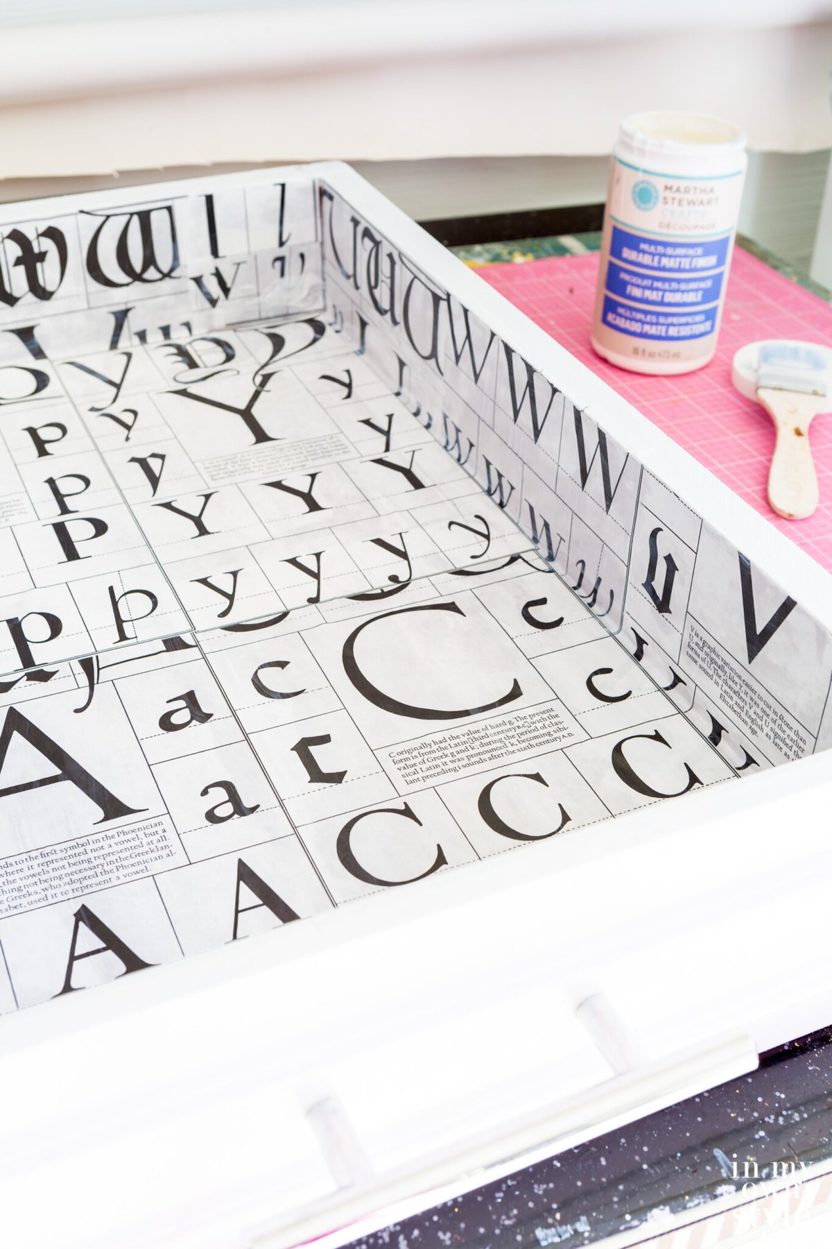 How To Make a Drawer Liner with a Book Page