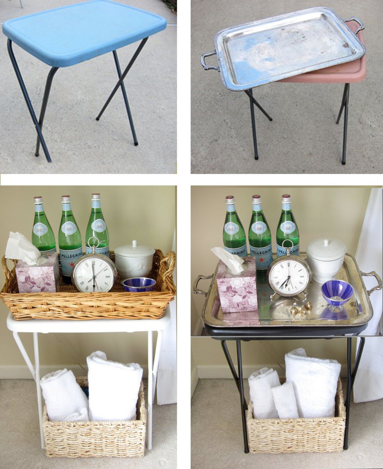 Make a bedside table using-trays