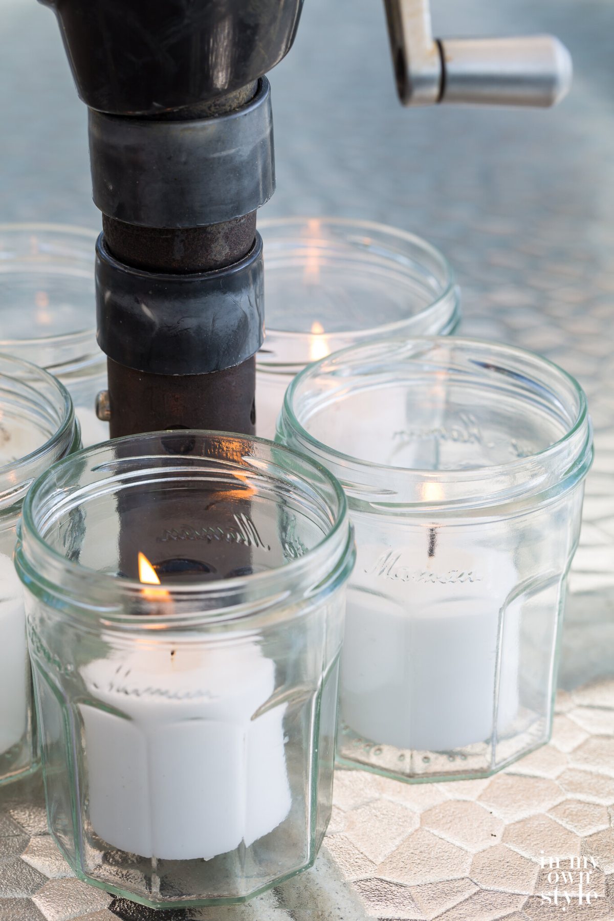 Candle Centerpiece for Patio Umbrella Table
