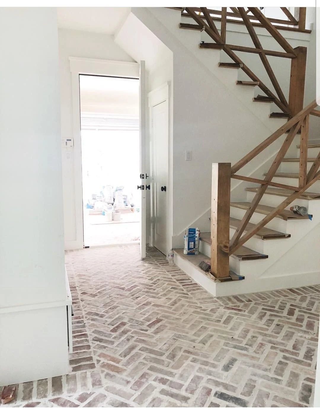 Brick floor in hallway