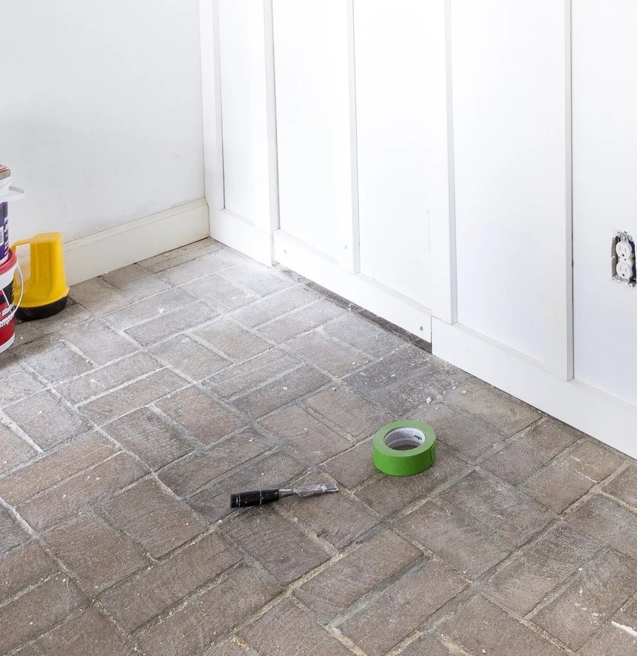 Brick floor and hidden closet on steps