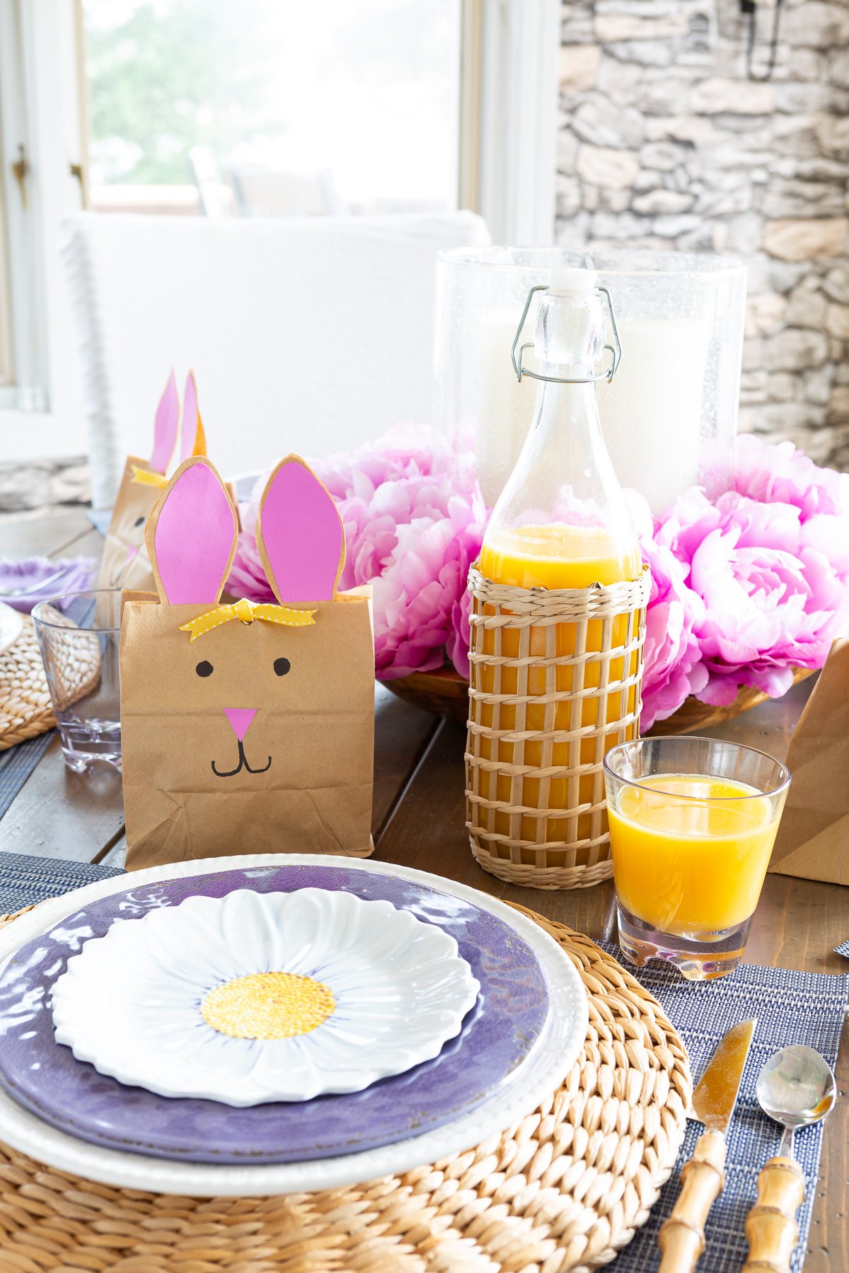 Easter dining table set for brunch.