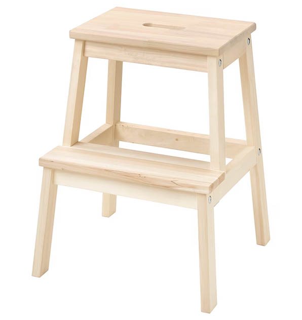 IKEA BEKvam wood step stool in its natural state.