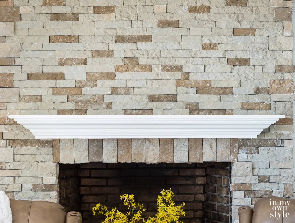 an empty mantel waiting to be decorated.