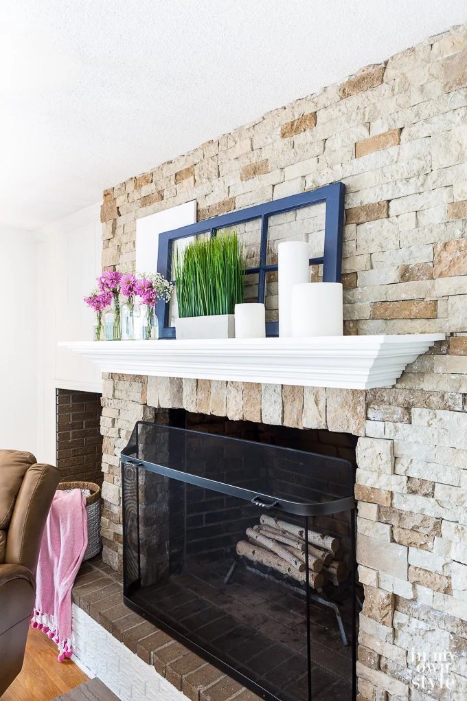 Spring Mantel Decor Using Repurposed Items