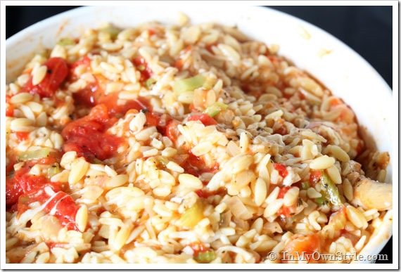 Baked-Mozzarella-Orzo-Recipe-Mixing