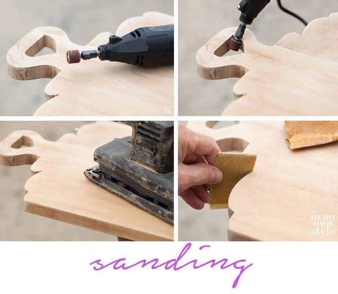 Sanding wood bread boards