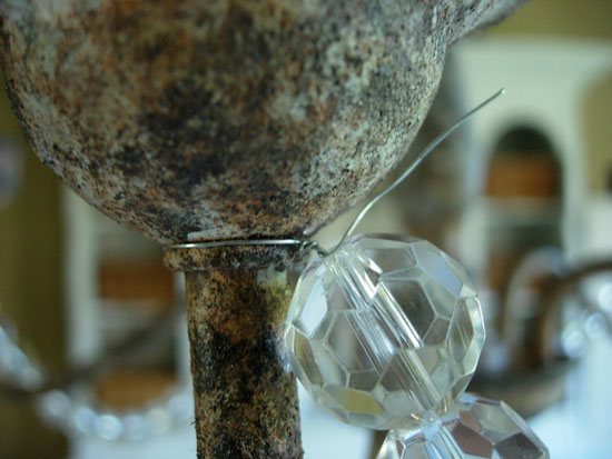 Brass Chandelier Makeover using Paint and Crystals