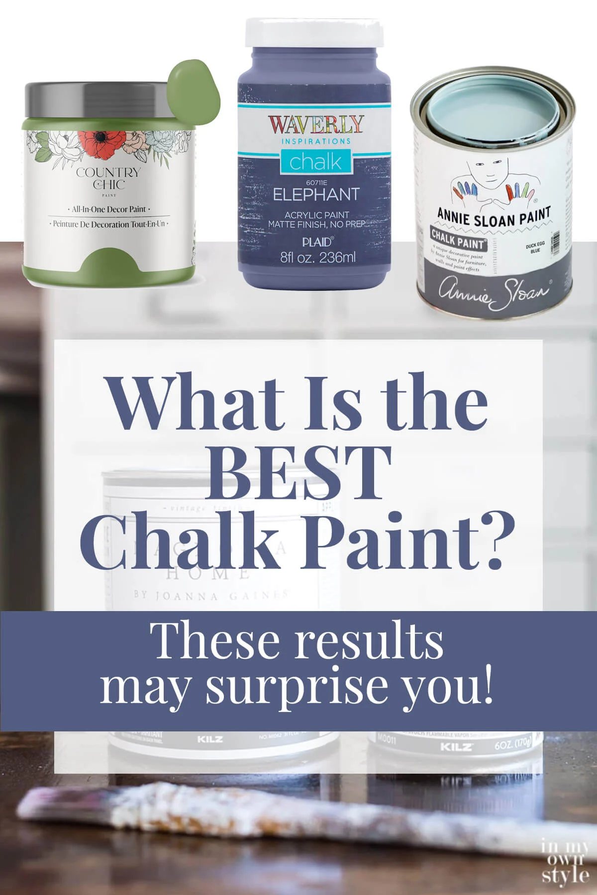 Brands of chalk paint review. Text overlay says What is the best chalk paint? These results may surprise you!