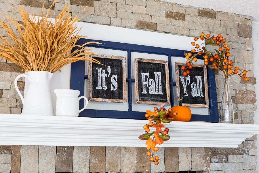 It's Fall Y'all decorated mantel