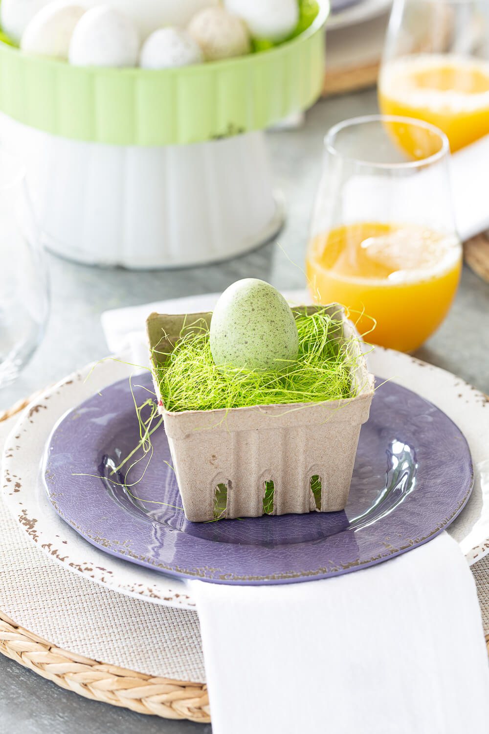 Easter Brunch Table setting Idea for a round dining table.