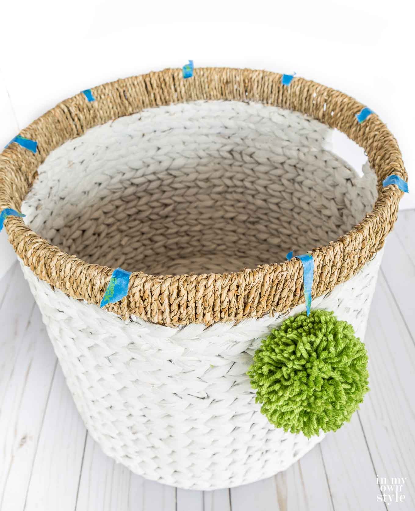 how to attach a pom pom to a basket
